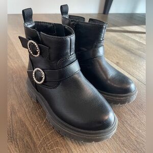 Cat & Jack Black Toddler Boots with Buckles Size 9T